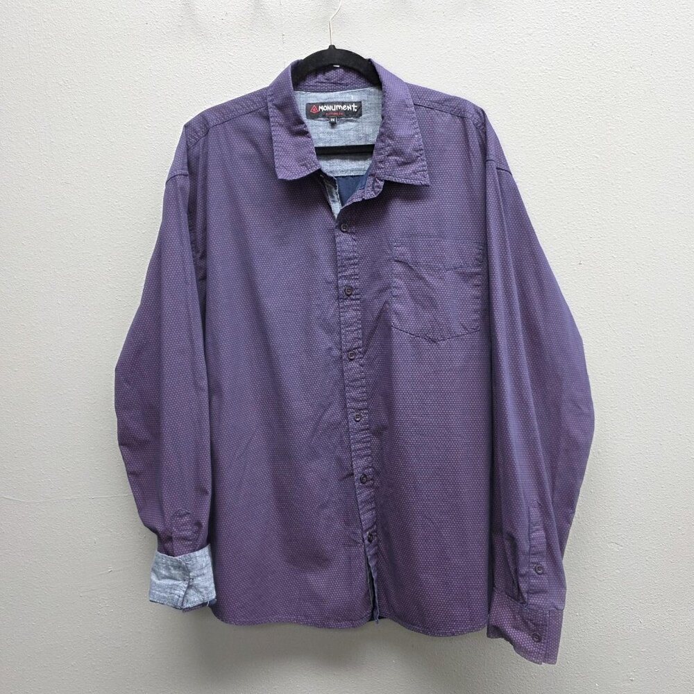 Monument Shirt Mens 2XL Button Up Long Sleeve Geometric Print Modern Casual